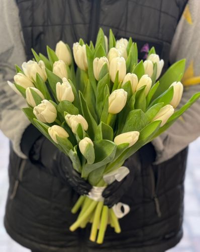 Букет белых тюльпанов "Силбер" заказать и купить в интернет-магазине с доставкой по Бежецку